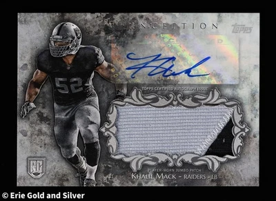 2014 Topps Inception RC Khalil Mack Two-Color Patch Auto IAJP-KM - Image 1 of 2