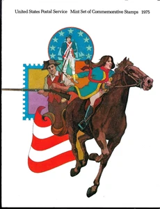 1975 US COMMEMORATIVES COMPLETE YEAR 28 NIP VF STAMP SET +FOLDER W/STAMP HISTORY - Picture 1 of 6