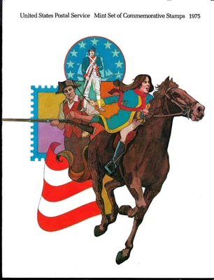 1975 US COMMEMORATIVES COMPLETE YEAR 28 NIP VF STAMP SET +FOLDER W/STAMP HISTORY - Image 1 of 4