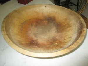 Antique wood dough bowl/ double rim/ out of round/12 13/16th by 3 1/4. Patina! - Picture 1 of 6