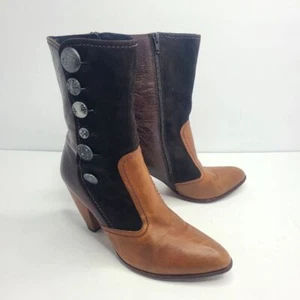True Religion Leather Suede Dumm Hilda Boots Camel/Chocolate Size 10 Y2K - Picture 1 of 8