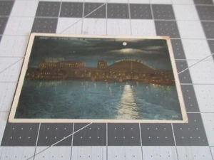 Jersey City, NJ Water Front Pennsylvania Railroad Moonlight, POSTCARD - Picture 1 of 4