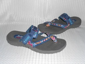 Skechers Womens Outdoor Lifestyle Sandals 48228 Reggae Zig Swag Blue Aztec Sz 9 - Picture 1 of 11
