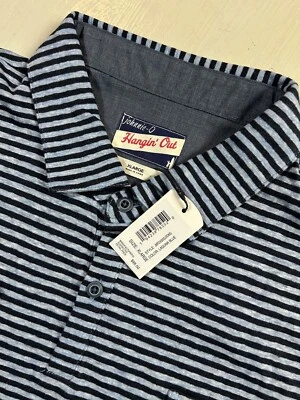Camisa Polo Johnnie-O Para Hombre XL Ligera Azul Rayas Manga Corta Lino LOEWS Foto 1 de 4