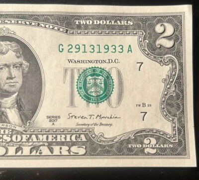 $2 Fancy Serial Number Trailing Birthday Year Note 1933 G29131933A Series 2017A - Image 1 of 3