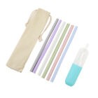 Openable Straws 6pcs Silicone 9.8in Reusable Straws With Storage Box Bag