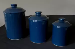 Blue Ceramic Canisters Set of 3 - Picture 1 of 6
