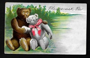 AU7 Vintage Oso de Peluche y Amigo Cinta Roja POR FAVOR PREGÚNTALE A Pa - Imagen 1 de 2