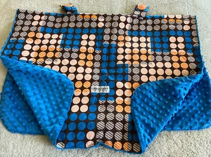 Carseat Canopy Boys Brown Orange White Blue Minky Fleece Car Seat Cover - Picture 1 of 6