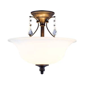 Ethelyn Collection 2-Light Oil-Rubbed Bronze Semi-Flush Mount Light with Frosted - Picture 1 of 6