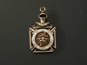 Nachlass 10k Roségold Tempelritter Anhänger, antik in hoc Signo Vinces Medaille, - Bild 1 von 10