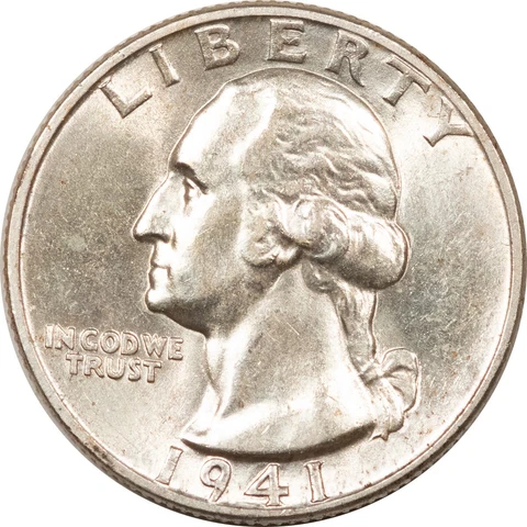 1941 WASHINGTON QUARTER - UNCIRCULATED, BLAST WHITE & CHOICE! Cover