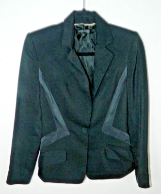Anne Klein Blazer размер 2 черный атласная отделка песочные часы талии лацкан воротник - Изображение 1 из 4