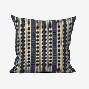 Navy blue striped pillow covers 24x24, 18x18, 20x20, 26x26 Inches cushion covers - Picture 1 of 7