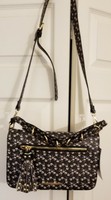 Steve Madden Crossbody Black  floral Shoulder Zip Messenger Purse Handbag  xbody