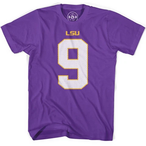 LSU Tigers Youth #9 Joe Burrow Short Sleeve T-Shirt Purple Size S, M, L XL Cover