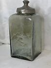 Gilli Collection Transparent Pale Green Glass Canister w/ Hammered Nickle Lid