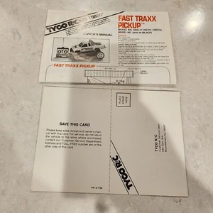 VINTAGE TYCO Fast Traxx Pickup Owners Manual And Registration Card Only. - Picture 1 of 6