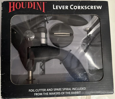 HOUDINI PALANCA SACACORCHOS ABRIDOR DE BOTELLAS DE VINO NEGRO CORTADOR DE LÁMINAS CONEJO ESPIRAL EXTRA Foto 1 de 4