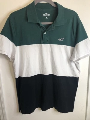 Camisa Polo Hollister Para Hombre XL Blanca Verde Negra Elastizada Avanzada Logo Bloque de Color Foto 1 de 4