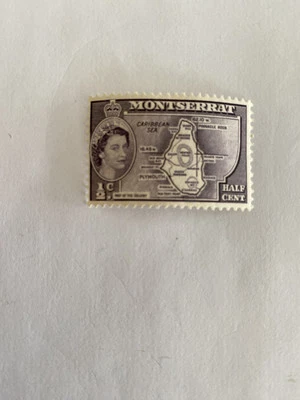 1956 MNH Montserrat Stamp 1/2 Cent Queen Elizabeth Pictorial Map - Image 1 of 2
