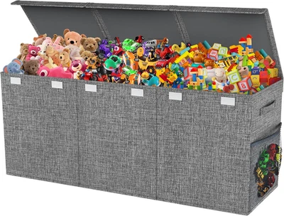 Extra Large Toy Box Chest with Lids, Collapsible Sturdy Kids Toy Storage Organiz - Image 1 of 4