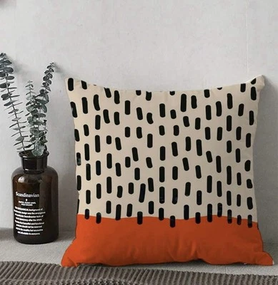 18" Cushion Cover Abstract Block Dots Lines Stripe Square Sofa Bed Home Décor - Image 1 of 2
