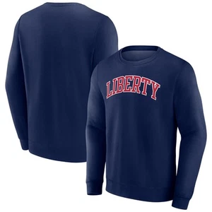 Men's Navy Liberty Flames Short Name Fleece Pullover Sweatshirt - Picture 1 of 3