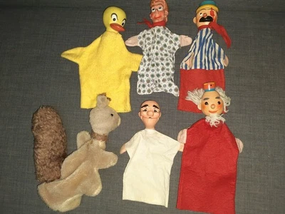 6 HANDPUPPEN Kasperletheater Schnatterinchen, König, Pirat, Kasper, DDR Holz - Bild 1 von 4