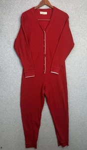 Victoria’s Secret Red Cotton Thermal Union Suit Pajama Jumpsuit Size L 90s - Imagen 1 de 10
