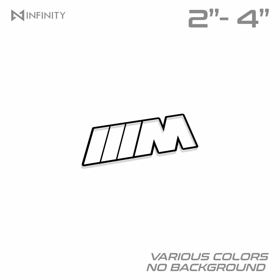 M Outline Logo Vinyl Decal Sticker For BMW 335 340 440 540 1M M2 M3 M4 M5 M6 M8 - Image 1 of 2