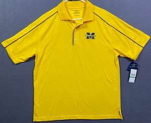 NEW Michigan Wolverines Men's Shirt Size Large Yellow PGA Tour Polo Short Sleeve - Picture 1 of 11