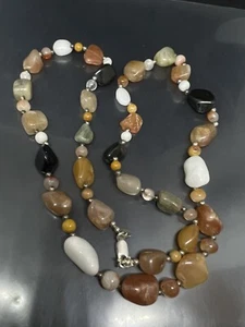 VTG Signed DTR Jay King Sterling Silver Mine Finds Gemstone Necklace 29” - Picture 1 of 2
