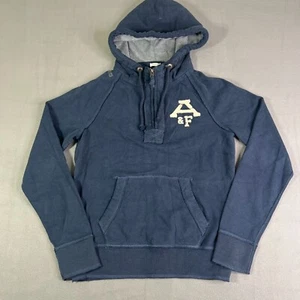 Vintage Abercrombie & Fitch Hoodie Mens Medium Navy Blue Muscle Y2K Sweater - Picture 1 of 14