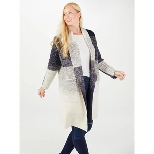Centigrade ColourBlock Coatigan Marineblau & Haferflocken lange warme Strickjacke Größe 2XL QVC - Bild 1 von 1