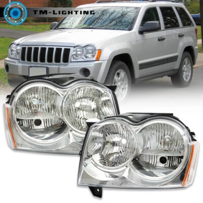 Left&Right Side Headlights Headlamps Assembly For 2005-2007 Jeep Grand Cherokee - Image 1 of 4