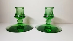 Heisey Mercury Candlesticks In Moongleam #112. Pair - Picture 1 of 6