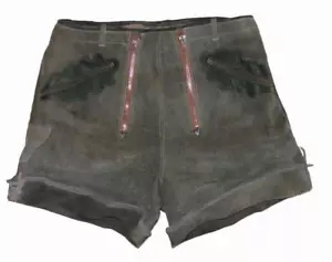 Short Men's Lederhosen / Trachten Trousers In Dark Gray Size 48 - Picture 1 of 2
