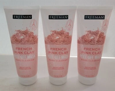 3 NEW Freeman Pore Clearing French Pink Peel-Off Clay Mask 6 Fl Oz Each - Image 1 of 4