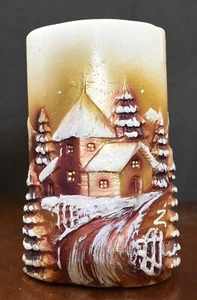 Pillar Candle 7x5 Holiday 14" Circumference Gold Copper Made In Italy Christmas - Picture 1 of 5
