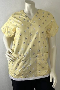 Blusa Médica Mujer Pingüino Amarillo Algodón Uniforme de Enfermería ver Medida - Imagen 1 de 3