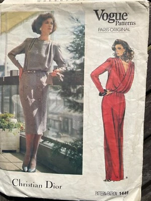 Vogue Patterns Paris Original 1449 Christian Dior Misses' Dress Size 8 1980s - Image 1 of 2