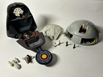 1994 Star Wars Micro Galoob: DARTH VADER, DEATH STAR & MILLENNIUM FALCON SET Foto 1 de 4