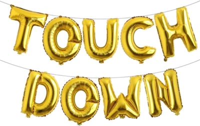 Kit de suministros para fiestas de fútbol americano - Banner de globos de aluminio con letras de aterrizaje para cumpleaños Foto 1 de 3