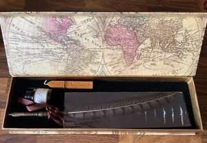 Calligraphy Pen Set The Writing Collection New Box Feather Pen Ink Candle Quills - Picture 1 of 10