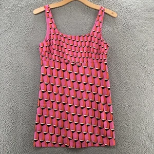 Diane Von Furstenberg Mini Shift Dress 12 Pink Orange Side Zip Scoop Back Round - Picture 1 of 17