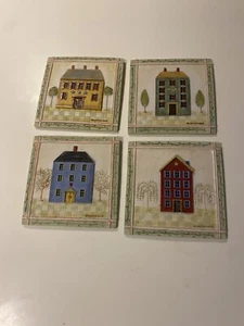 4 Vtg Valerie Evers Wenk 5x5”  Cottage Colonial Home Wall Hanging Tiles Resin - Picture 1 of 15