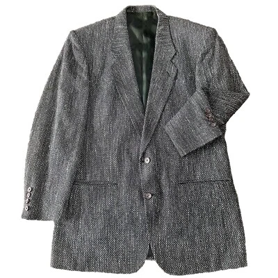 Bachrach Wool Silk Lined Blazer Jacket Men's Houndstooth/Tweed Navy 42S EUC - Image 1 of 4
