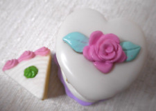 Dollhouse Miniature Valentines Day Heart Cake Pink Rose & Single Slice Cake