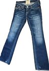 Big Star Liv Jeans Women 28L (28x34 Denim Bootcut Dark Wash Designer Flap Pocket